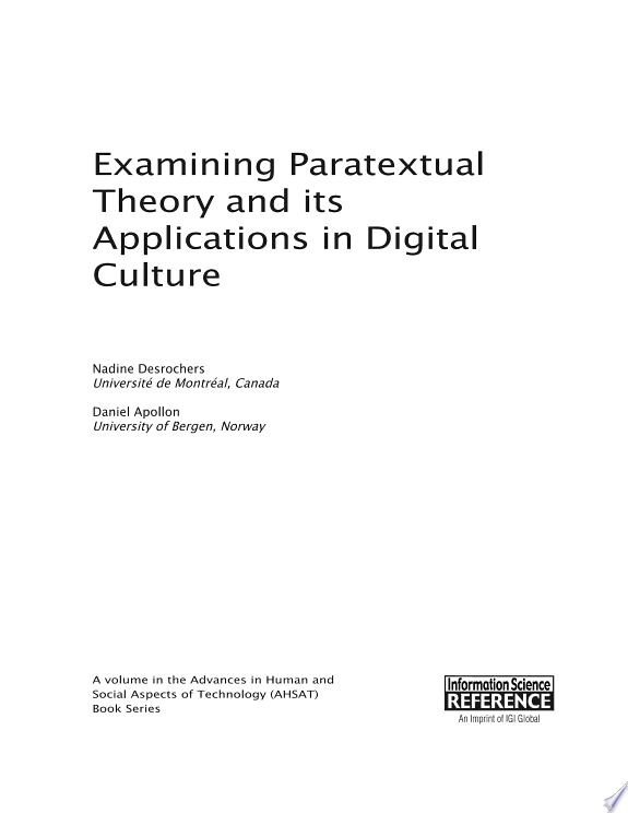 Examining Paratextual Theory and its Applications in Digital Culture