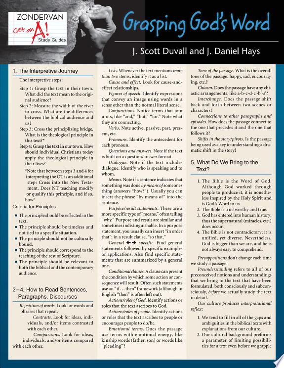 Grasping God's Word Laminated Sheet