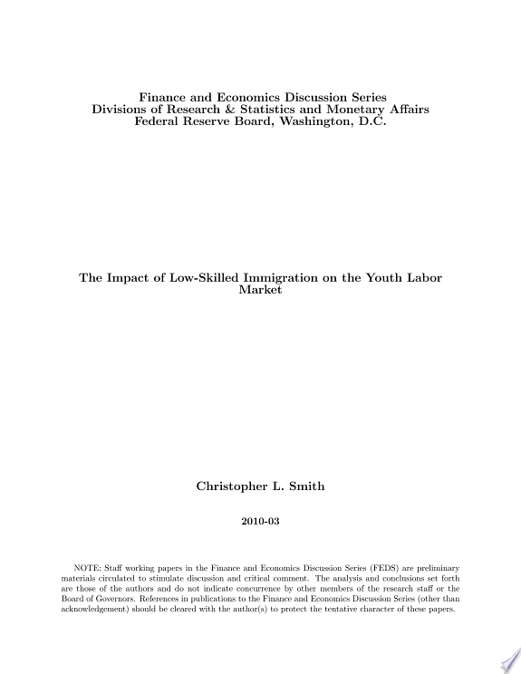 Impact of Low-Skilled Immigration on the Youth Labor Market