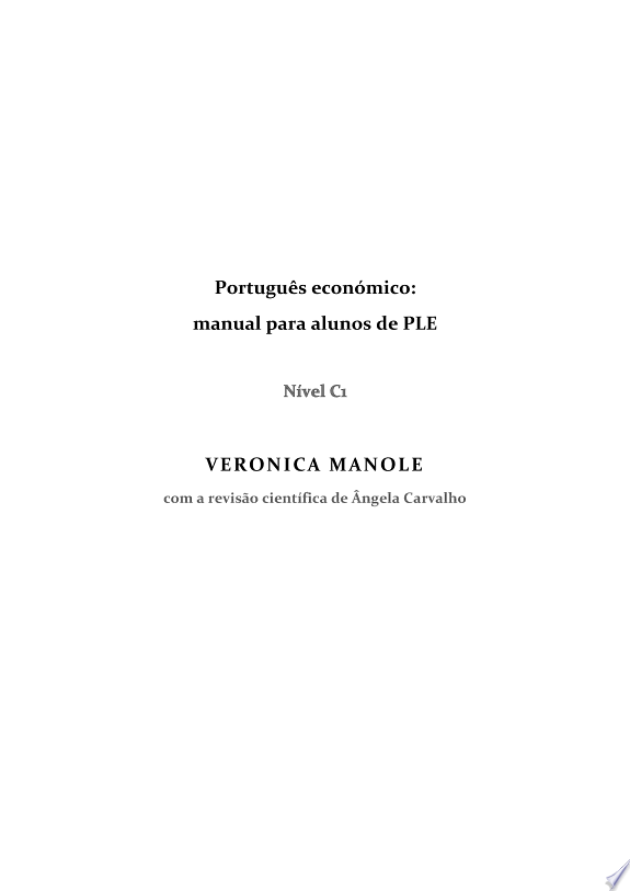 PORTUGUÊS ECONÓMICO: MANUAL PARA ALUNOS DE PLE
