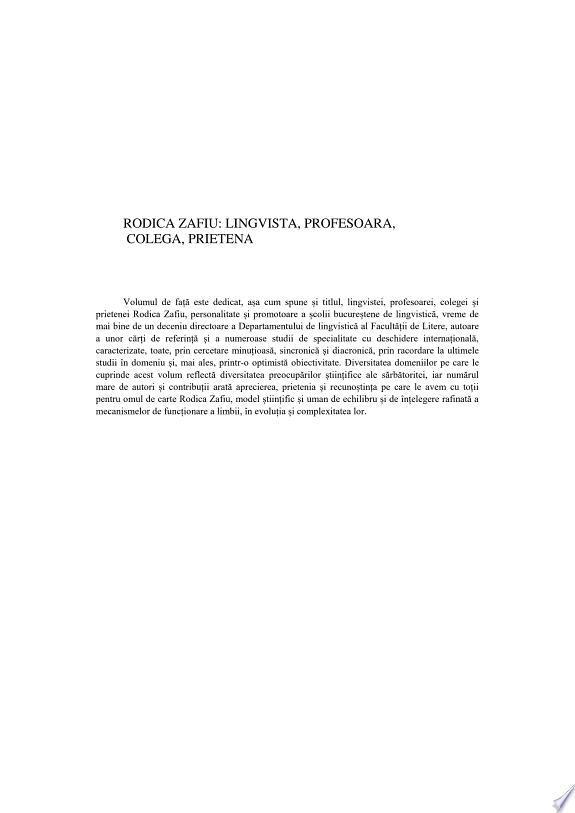 RODICA ZAFIU: LINGVISTA, PROFESOARA, COLEGA, PRIETENA
